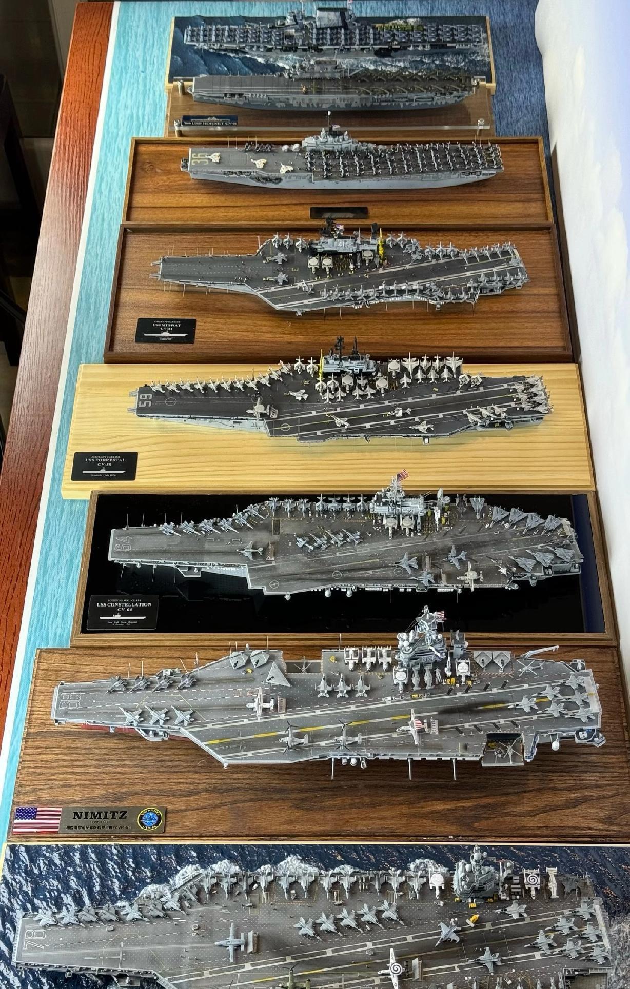 Maker｜美国海军航母发展史
盘点收藏的各级美国主力航母，按服役时间顺序排列：