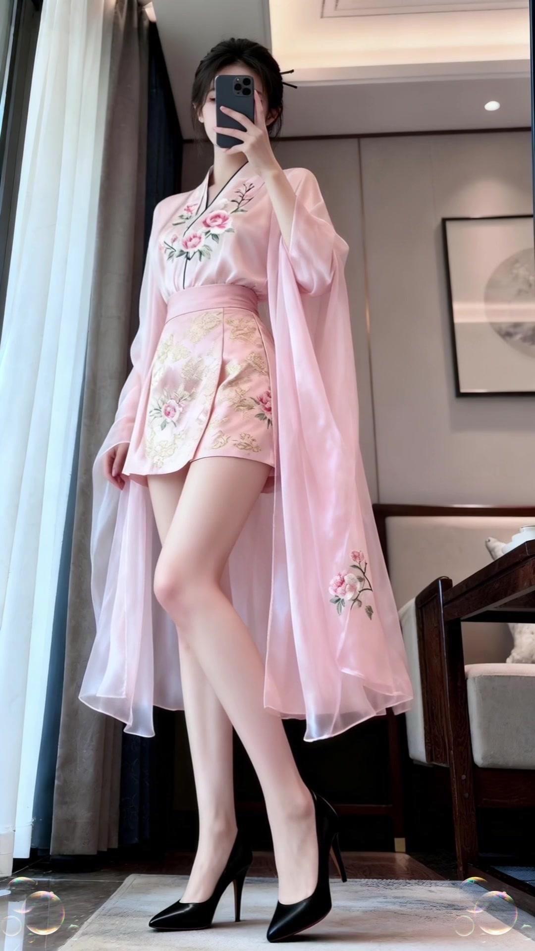 新中式穿搭真的太适合我了！改良旗袍版型显瘦又有韵味，搭配长筒靴，又酷又有女人味，