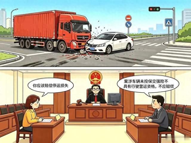 未购买交强险上路的营运车辆，停运损失是否支持？法院：不支持！