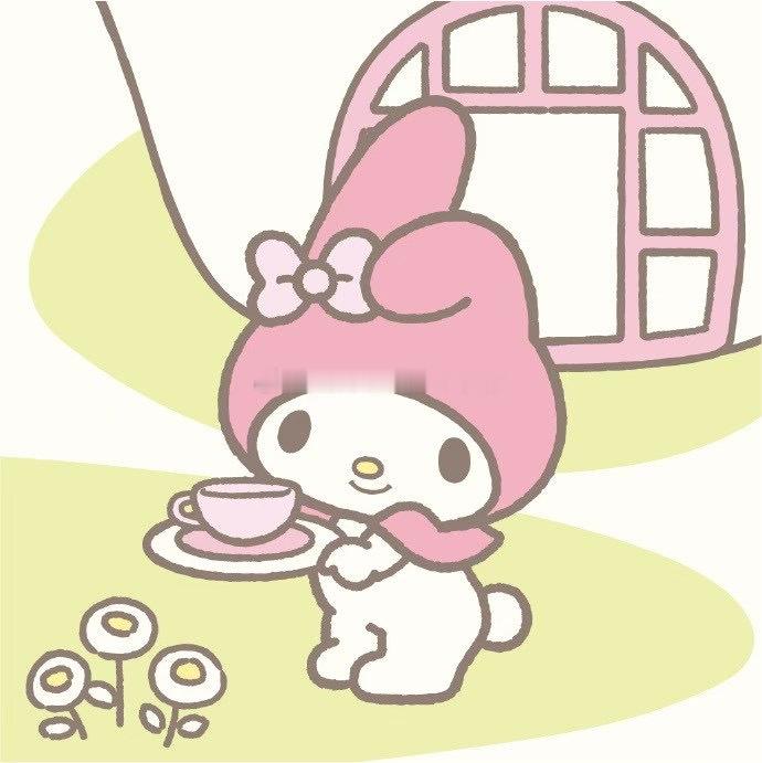 🌷 牢牢抓住五月的悠闲日子~🌸美乐蒂端着热乎乎的小茶杯，准备把温柔分给路过的