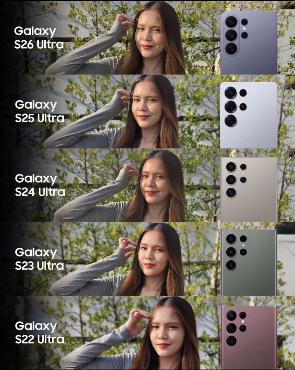 历代三星顶配手机拍照对比。三星S26Ultra 三星S25Ultra ...