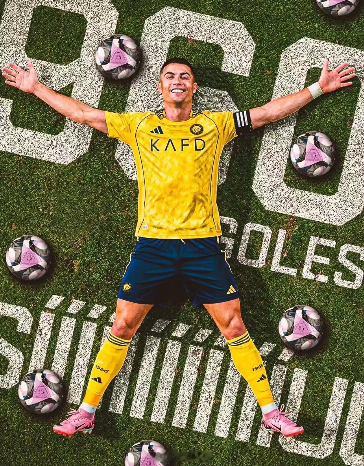 C罗生涯第960球沙特联客战达马克，C罗接菲利克斯助攻破门斩生涯960球，助利雅