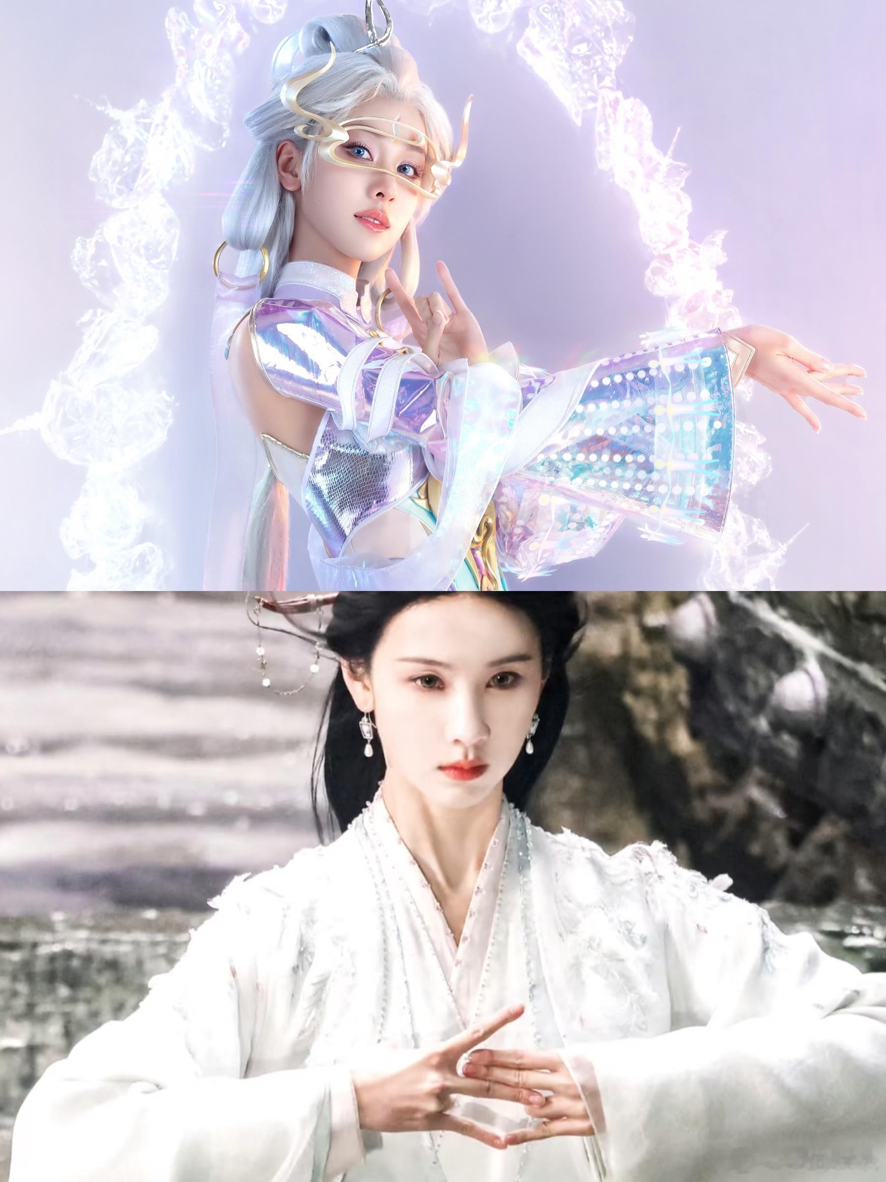 陈都灵[超话]  陈都灵赛博神女cos绝了  这是什么神仙下凡，嘟嘟赛博神女co