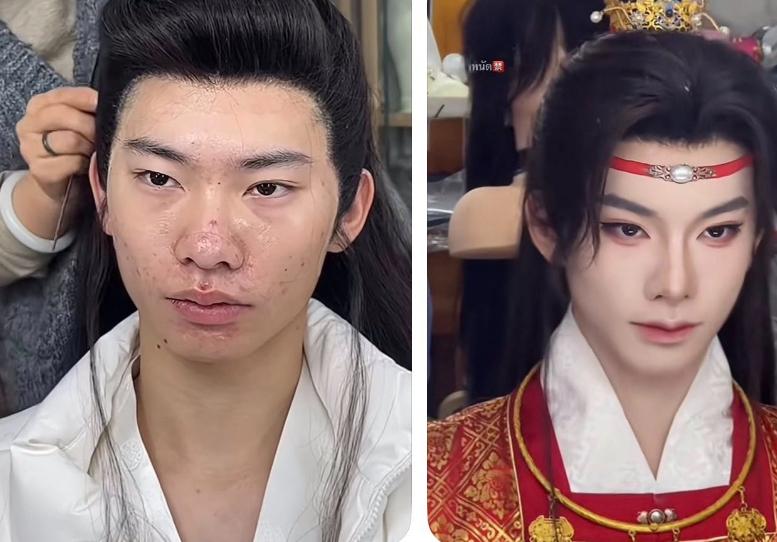 我觉得他那张清新的脸十分好看。演电影时，无论如何都得化妆，我并不觉得这有什么奇怪