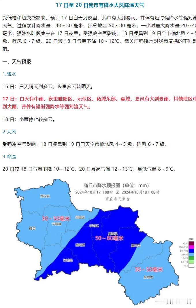 【大到暴雨，最低温度8°！商丘发布最新重要天气报告】

来源：商丘市气象局