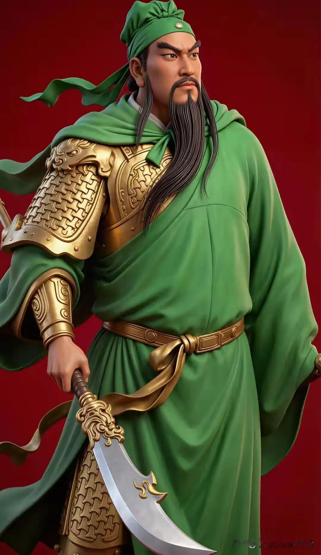 绿袍将军威风凛，
金甲威严显神威。