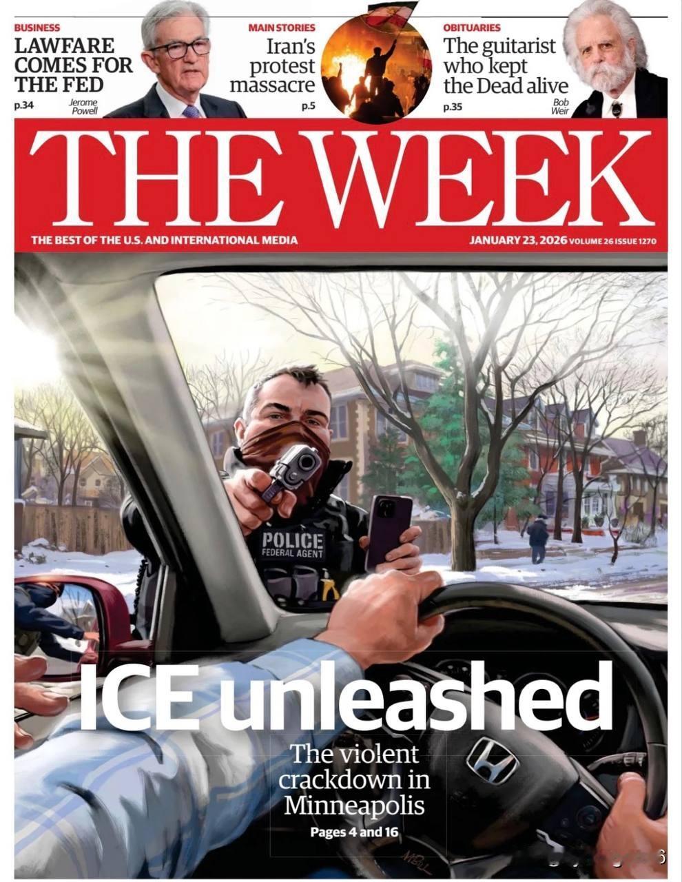 🇺🇸这是最新一期美国周刊《The Week》的封面。

正如你所看到的，它更