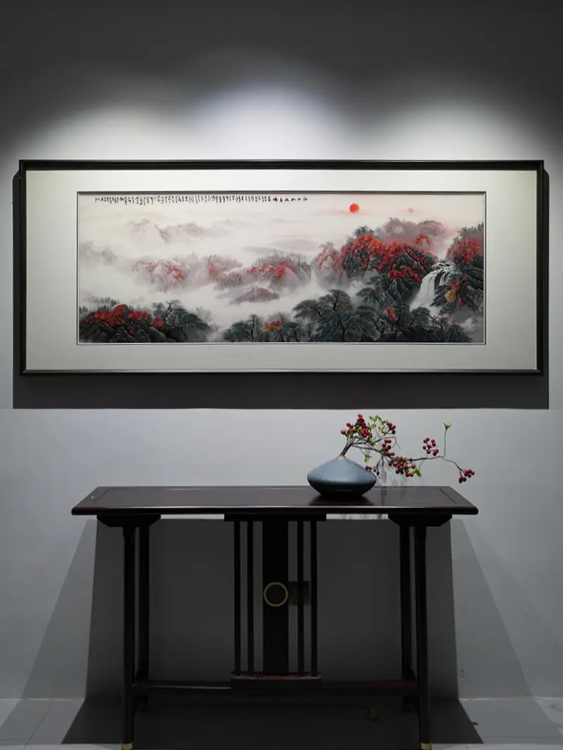 绫间织就秋山卷，飞瀑聚宝万事昌 客厅、办公室想要镇宅大气的山水挂画，这...