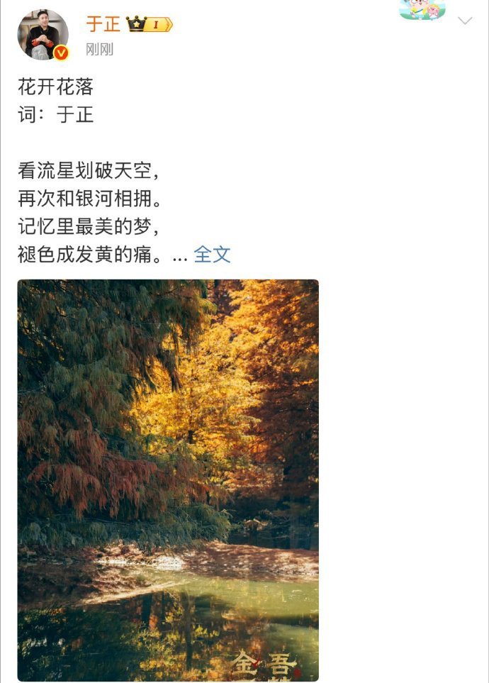 于正写歌还是那味儿，新歌《花开花落》感觉我上辈子听过，张嘴就能唱：无限寂寞，思念