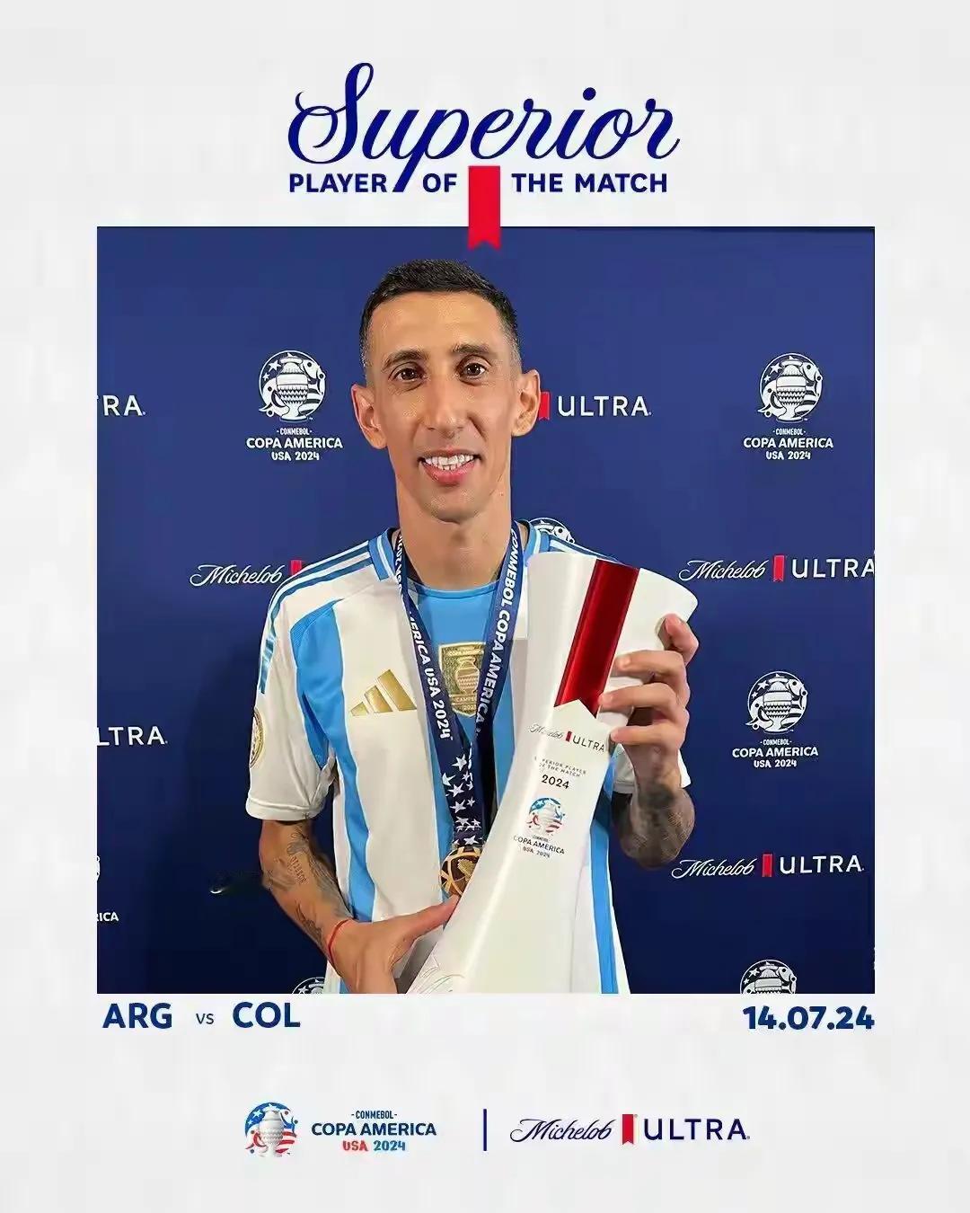 天使完美谢幕！南美足协是懂得人情世故的，这个总决赛最佳没有给打进绝杀球的劳塔罗，