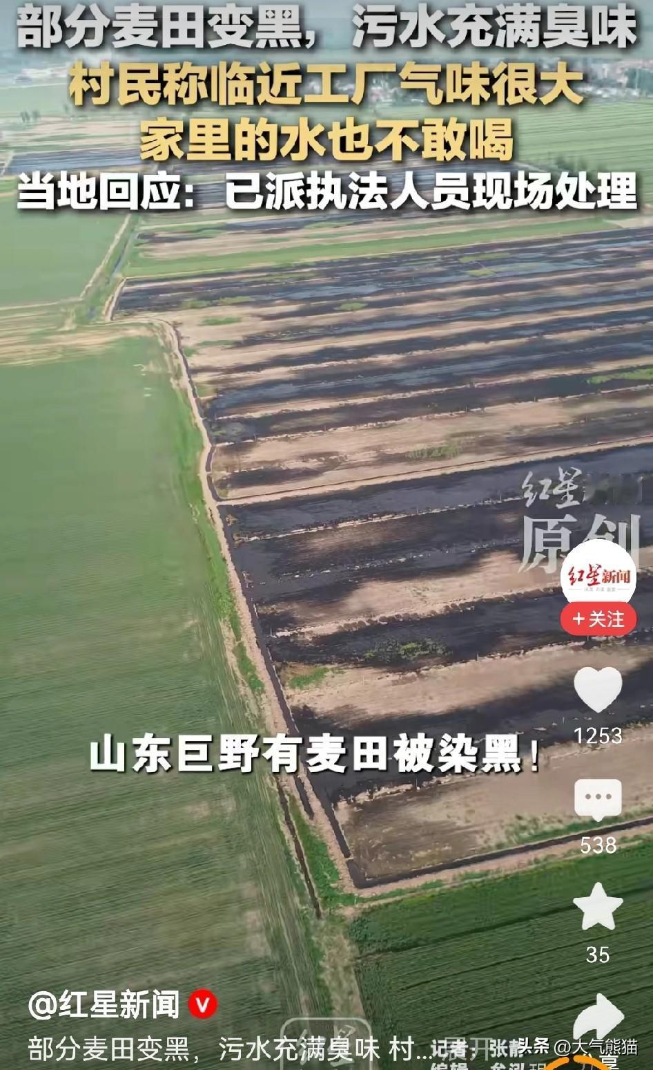 大家都不要担心！
相关工作人员正在调查处理！
山东菏泽一片农田就像开采了石油，喷