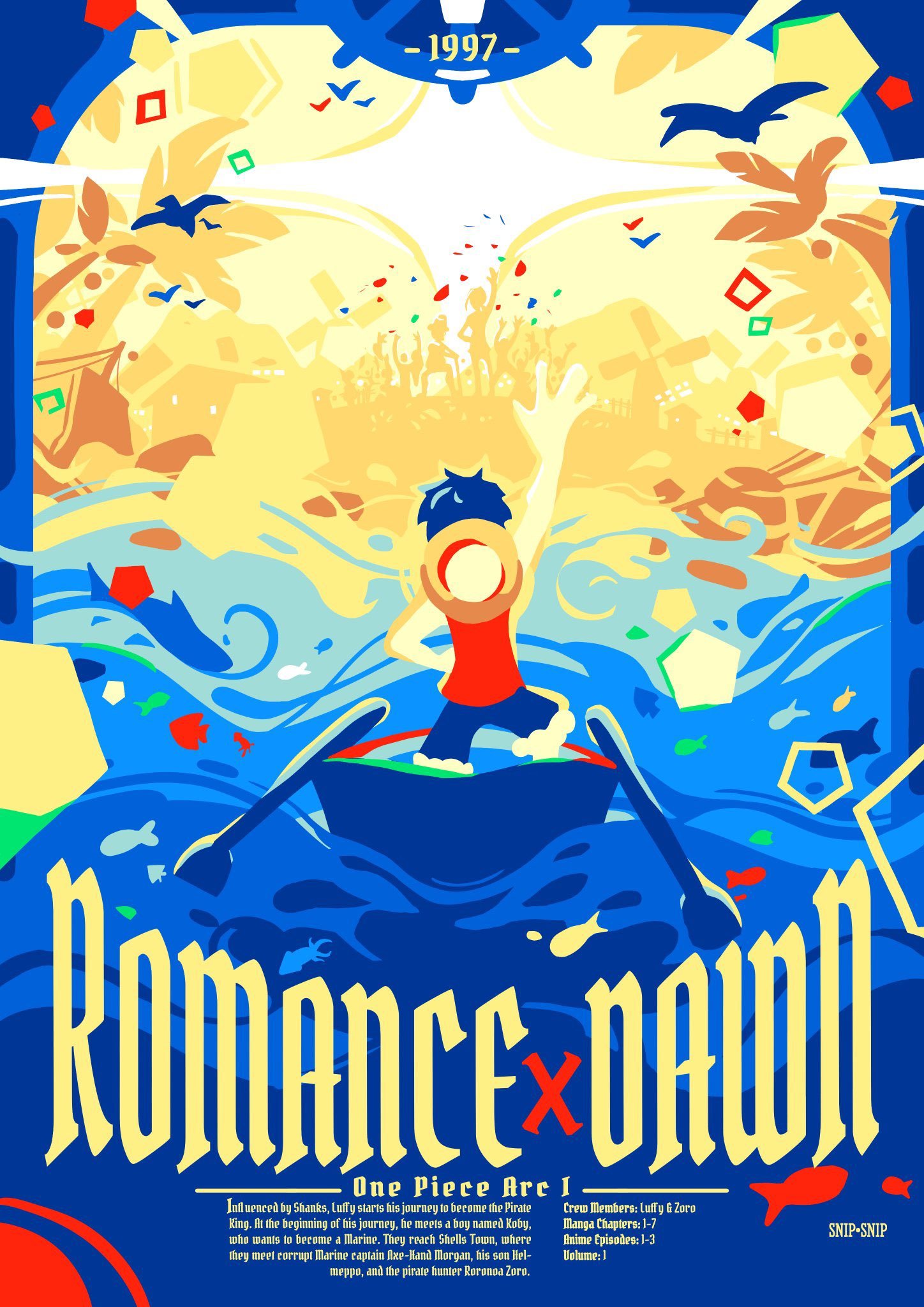 艺术感十足的海贼王名场面同人作品！！！画师:SnipSnipArt#海贼王##海