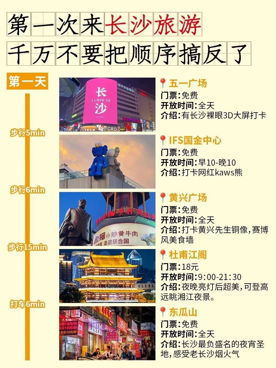 长沙三天两夜精华游‼️不绕路打卡15个景点📝