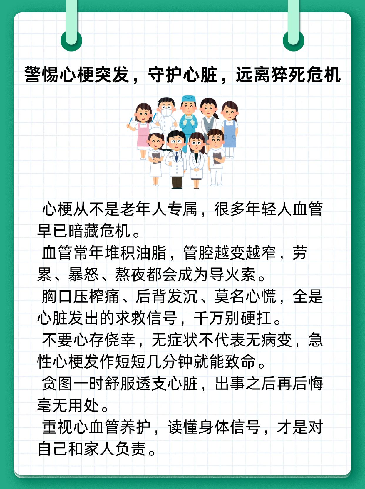 胸口压榨痛、后背沉、心慌是心脏预警，心梗发作数分钟可致命，切勿硬扛。 ...