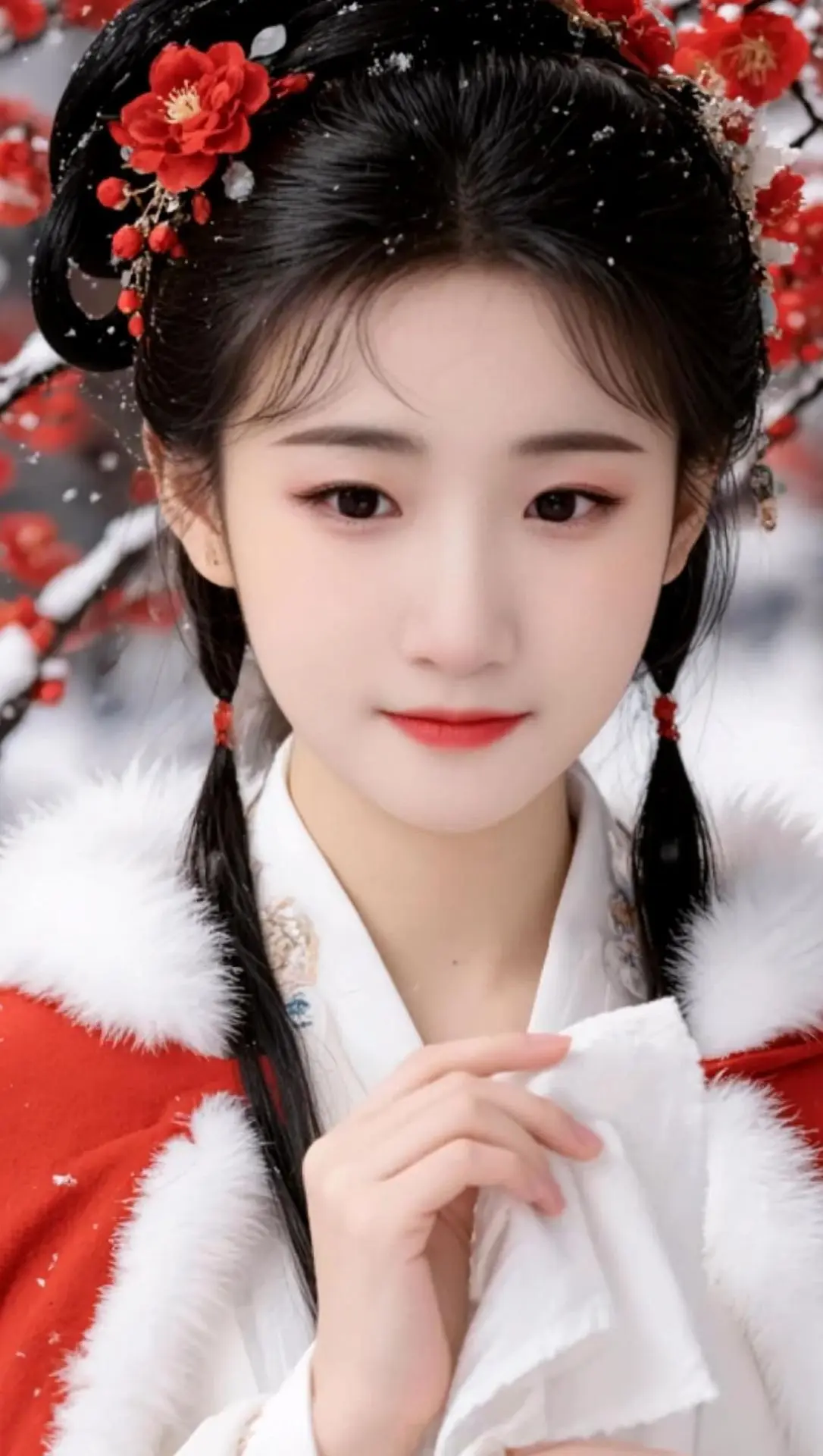 AI雪中泪妆照 ai创作