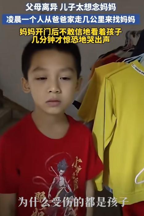 广东，父母离异，儿子因为太想念妈妈，凌晨一个人从爸爸家走几公里来找妈妈！当妈妈看