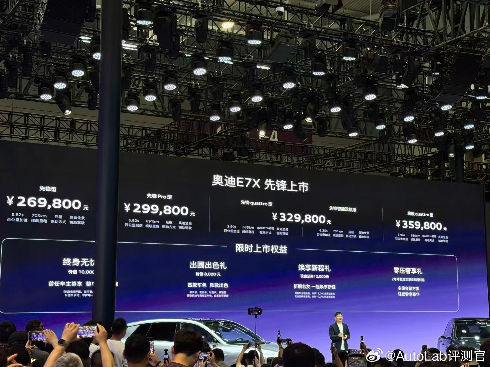 奥迪E7X正式上市了，陶海龙：德系车主增换购E7X可以获得12000现金抵扣，包