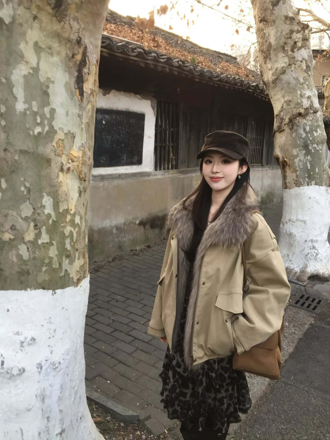 派克服➕豹纹裙复古感拉满