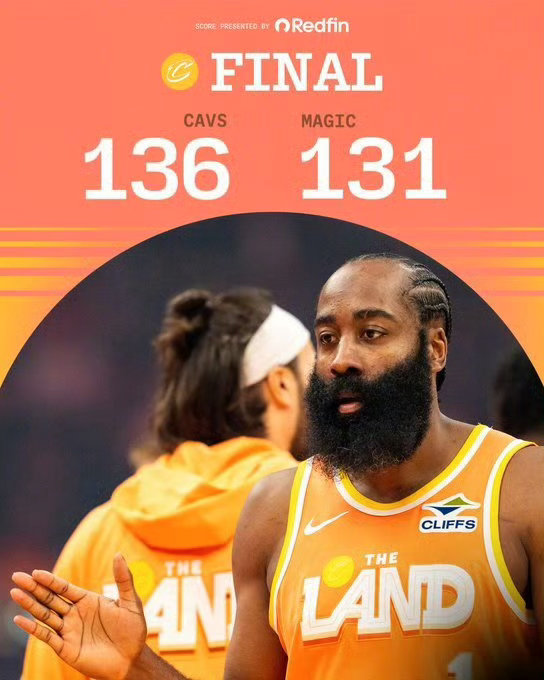 东部焦点战！骑士136-131险胜魔术，哈登关键3+1打崩班凯罗，米切尔狂砍42