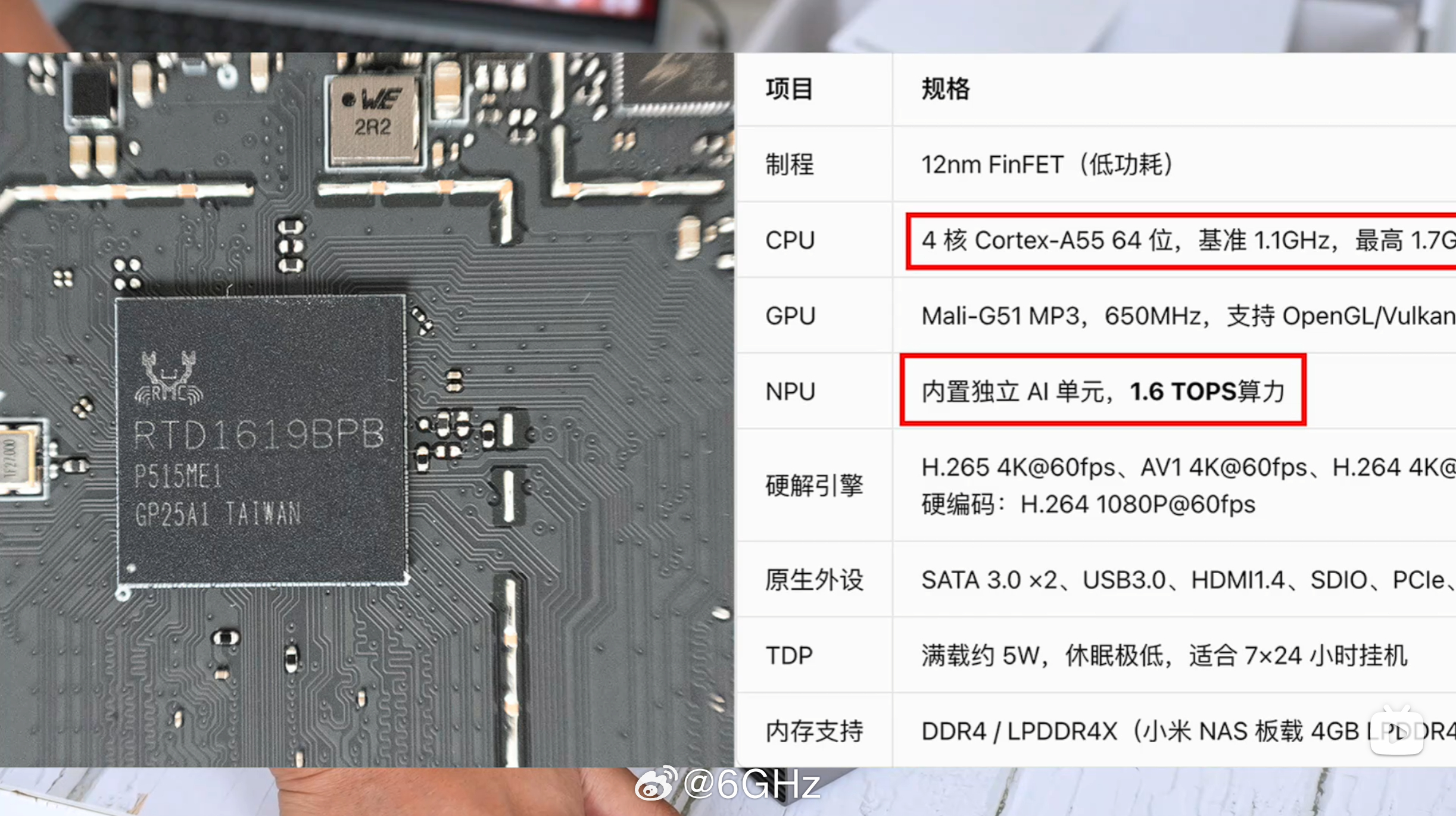 小米nas的处理器是小螃蟹的1619b 
