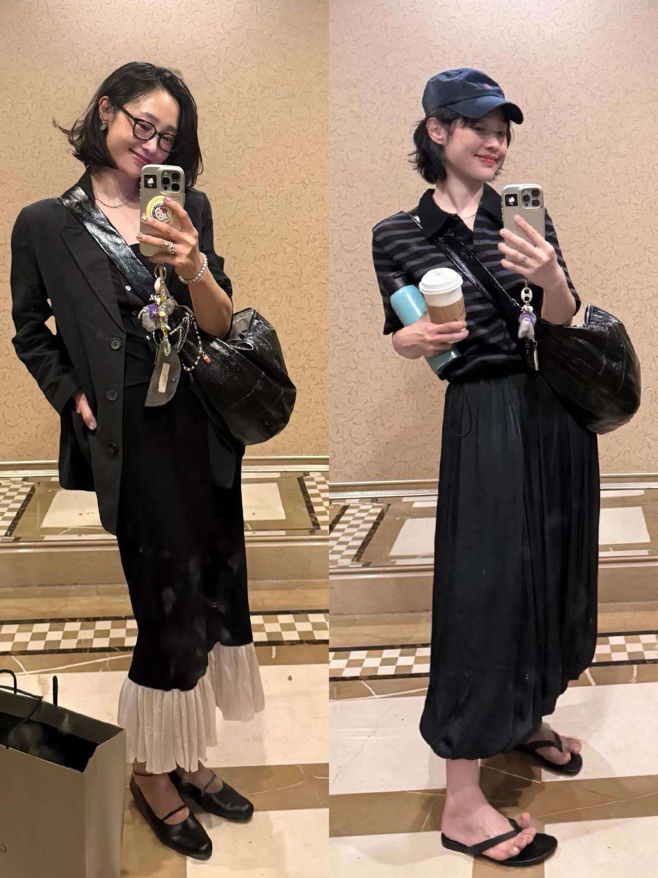 白百何的私服太好看了！她牢牢拿捏住松弛生活化穿搭，主打舒服随性又自带质感。一身黑