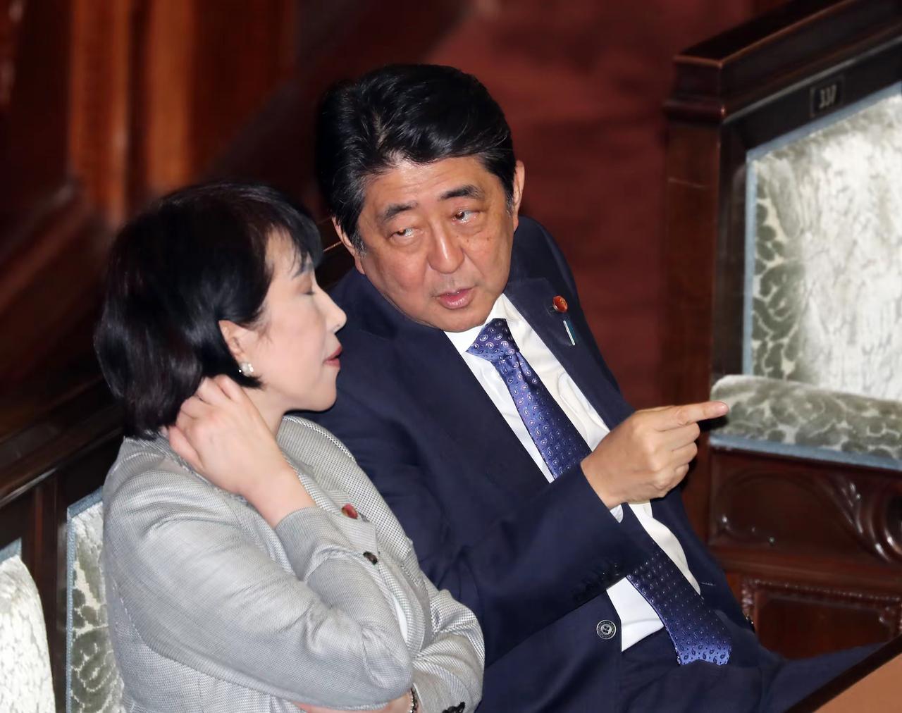 这是日本首相高市早苗和生前的日本首相安倍晋三的照片。
        高市早苗称