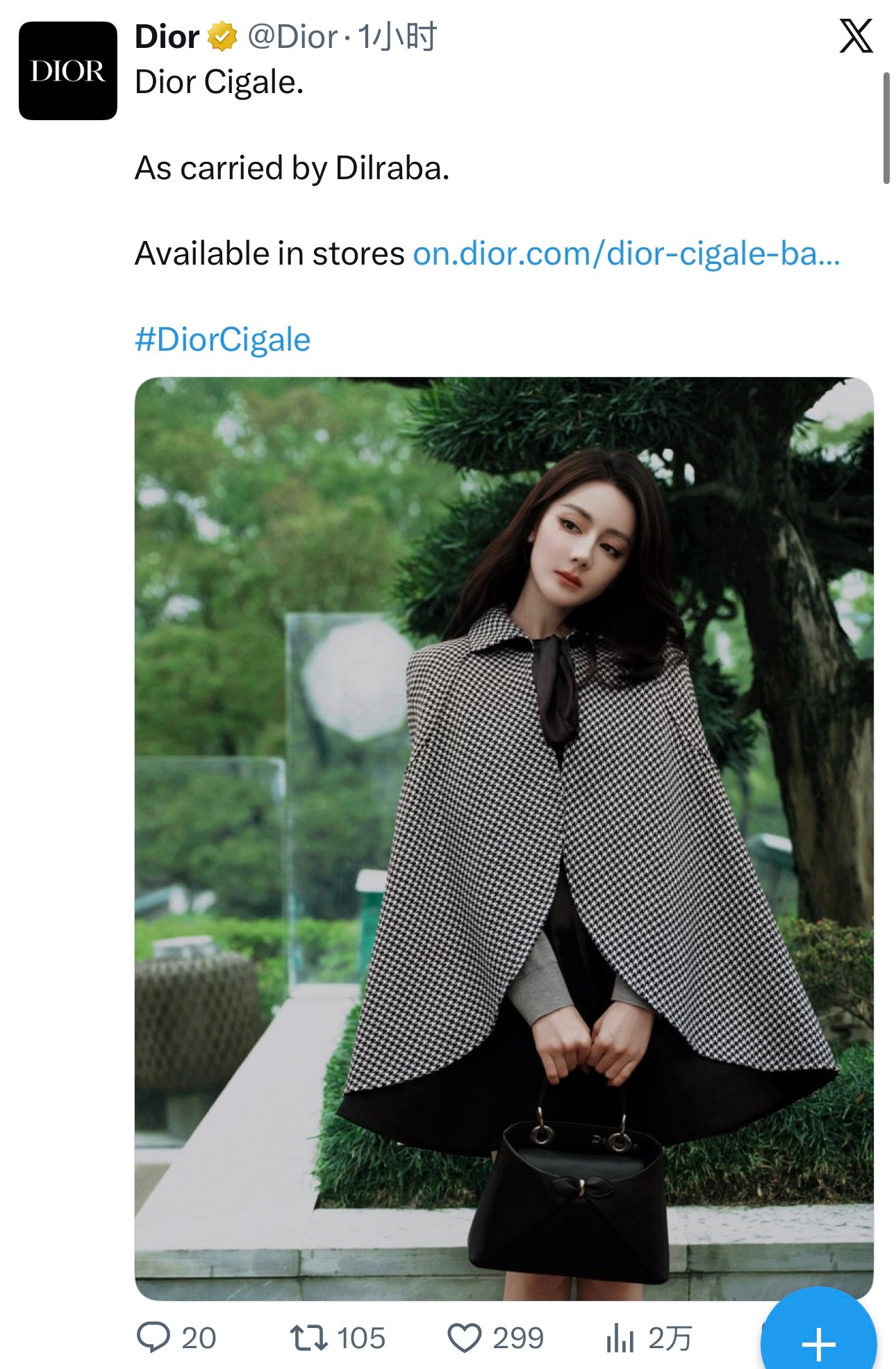 【Dior更新】在其他平台更新了全球品牌大使的包包推广迪奥全球品牌大使迪丽热巴 