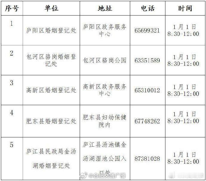 2025年元旦合肥多家婚登处为爱加班。