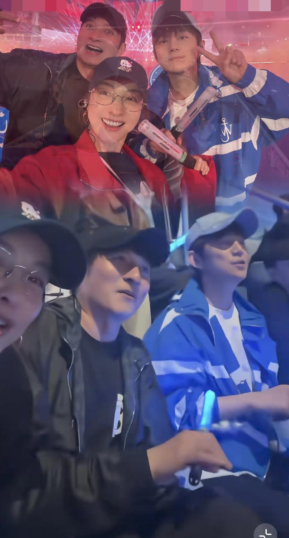 4月11日晚上，张杰太幸福了，鸟巢演唱会现场快乐家族一起过来了，真的好给力，尤其