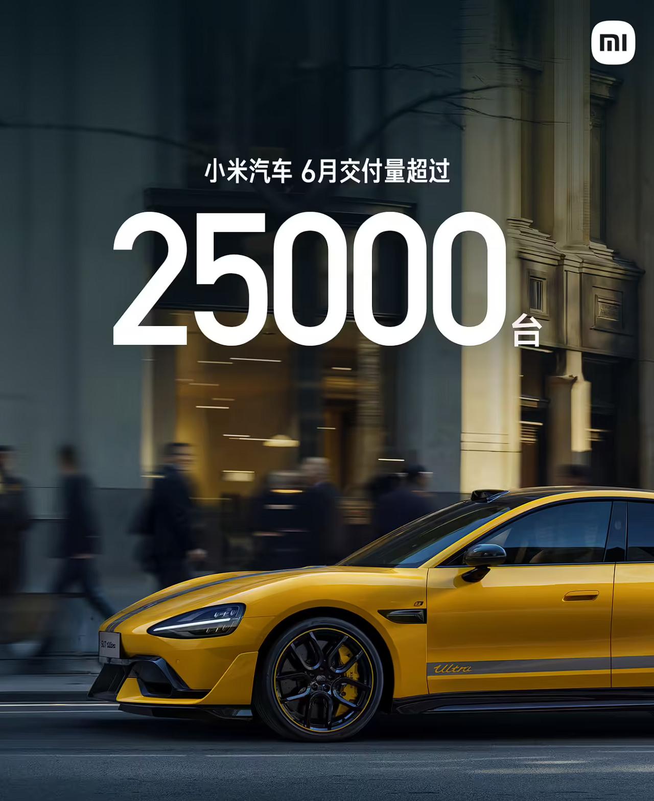 小米汽车刚刚宣布：6 月交付量超过 25000 台。【来自懂车帝车友圈】