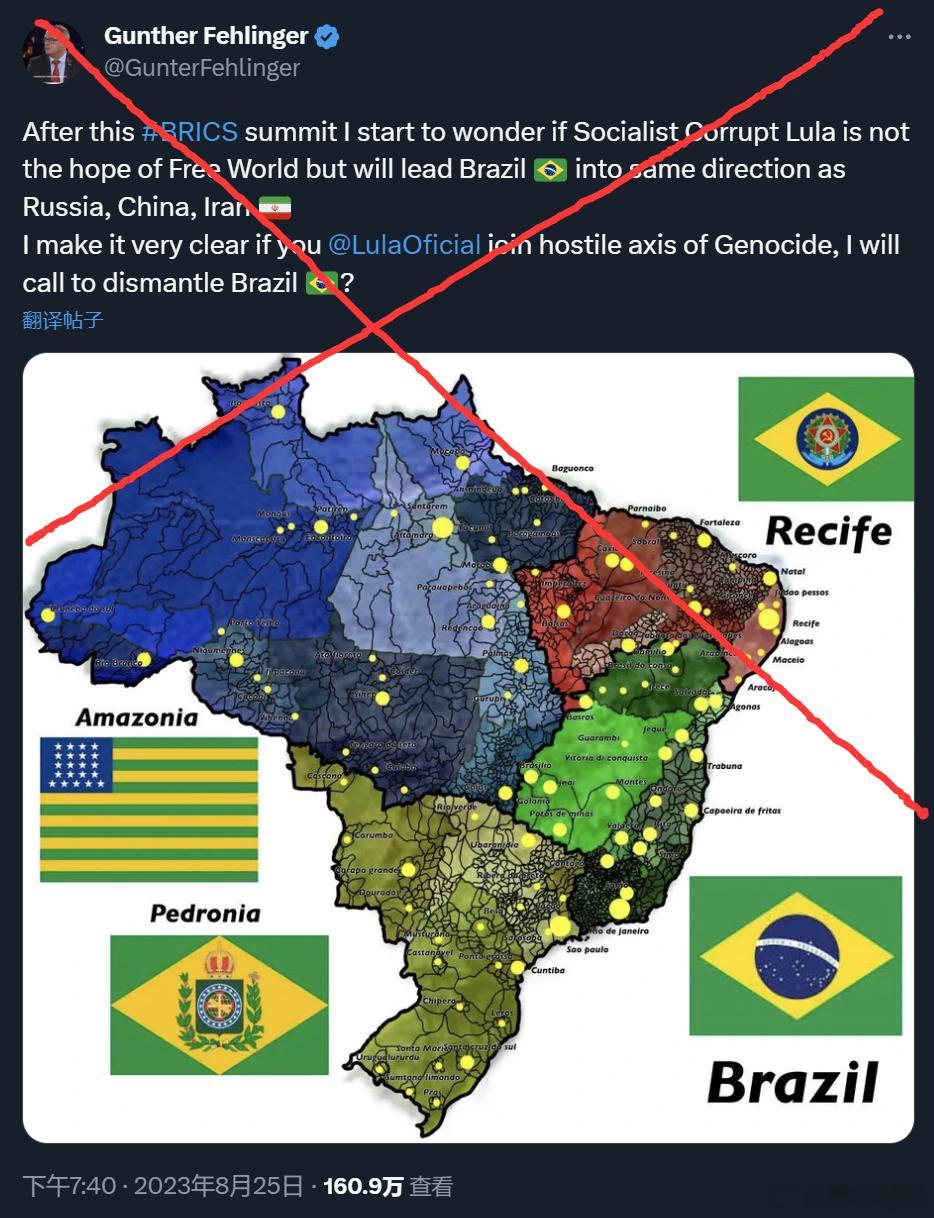 金砖国家扩大刺激了多少人？这就开始发癫了~奥地利经济学家冈瑟·费林格在X上发文，