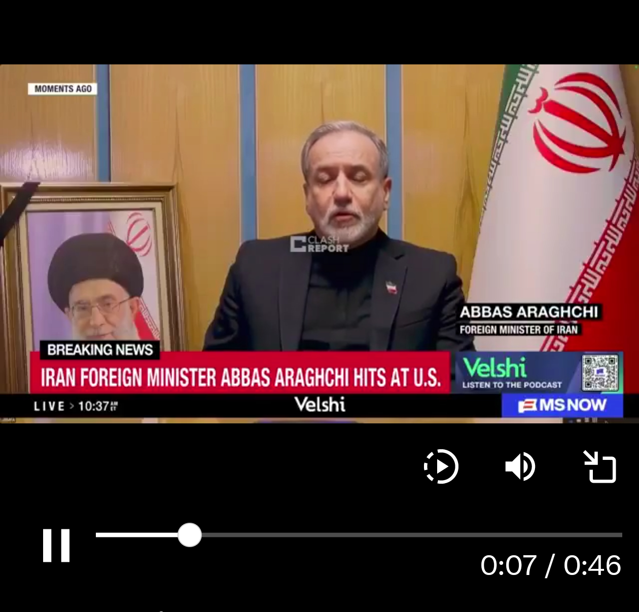 突发：伊朗外交部副部长阿巴斯·阿拉格奇（Abbas Aragchi）表示，霍尔木