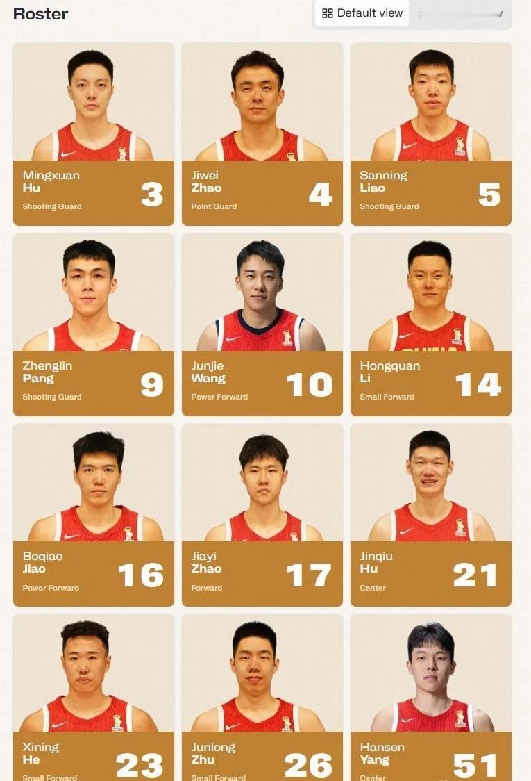 中国男篮vs卡塔尔大名单
北京时间8月27日，FIBA官网公开了中国男篮vs卡塔