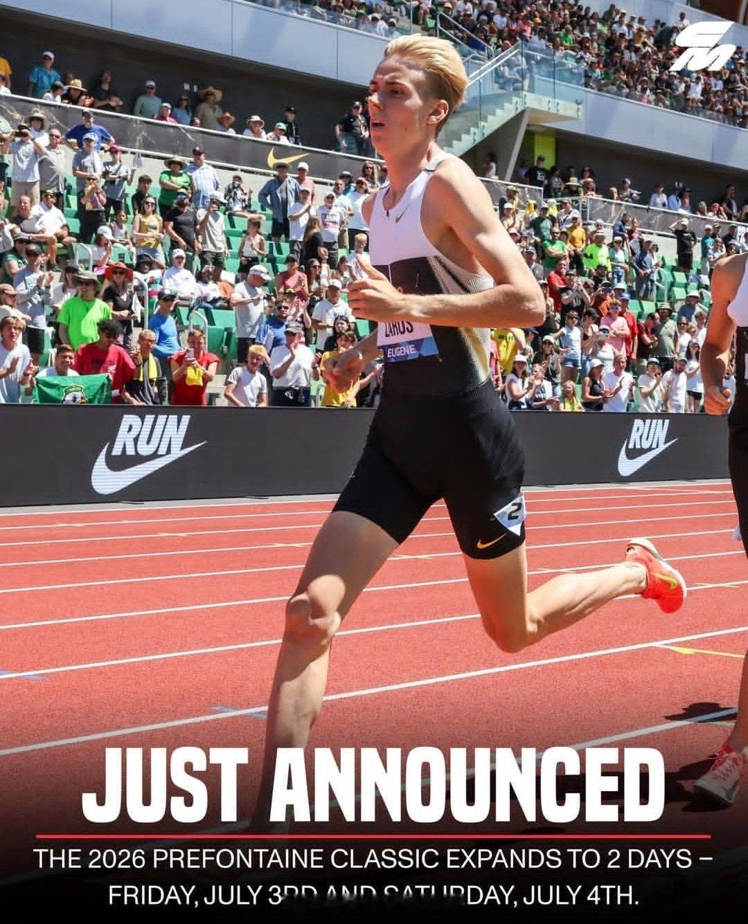 2026的普雷方丹经典赛，准备扩展为2天的比赛。（范围层面，普雷方丹＞钻石联赛尤