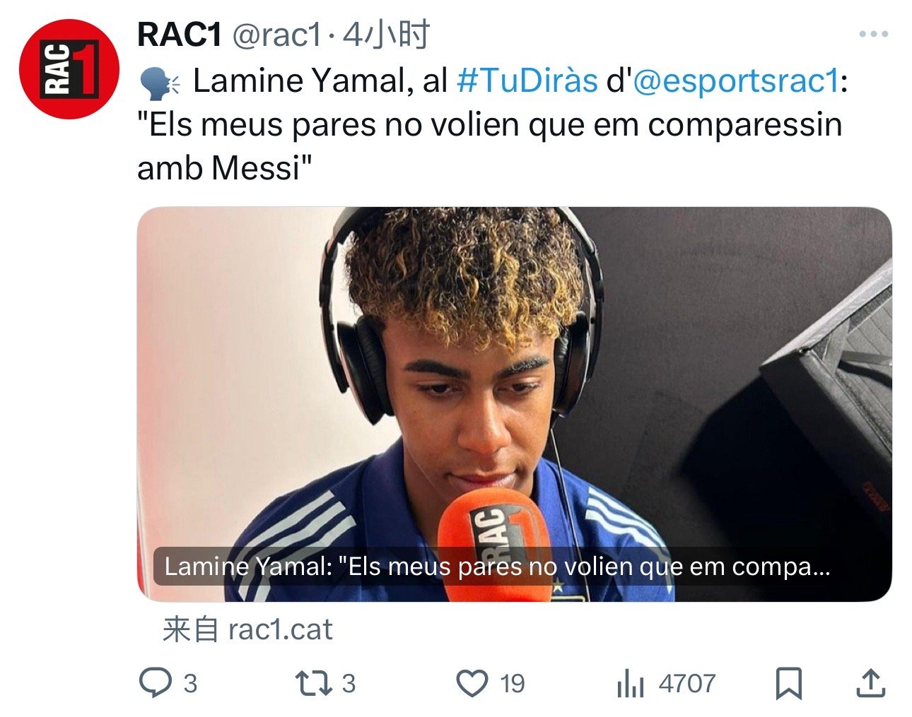 【[并不简单][并不简单][并不简单]】亚马尔接受RAC1采访。🗣️关于与梅西