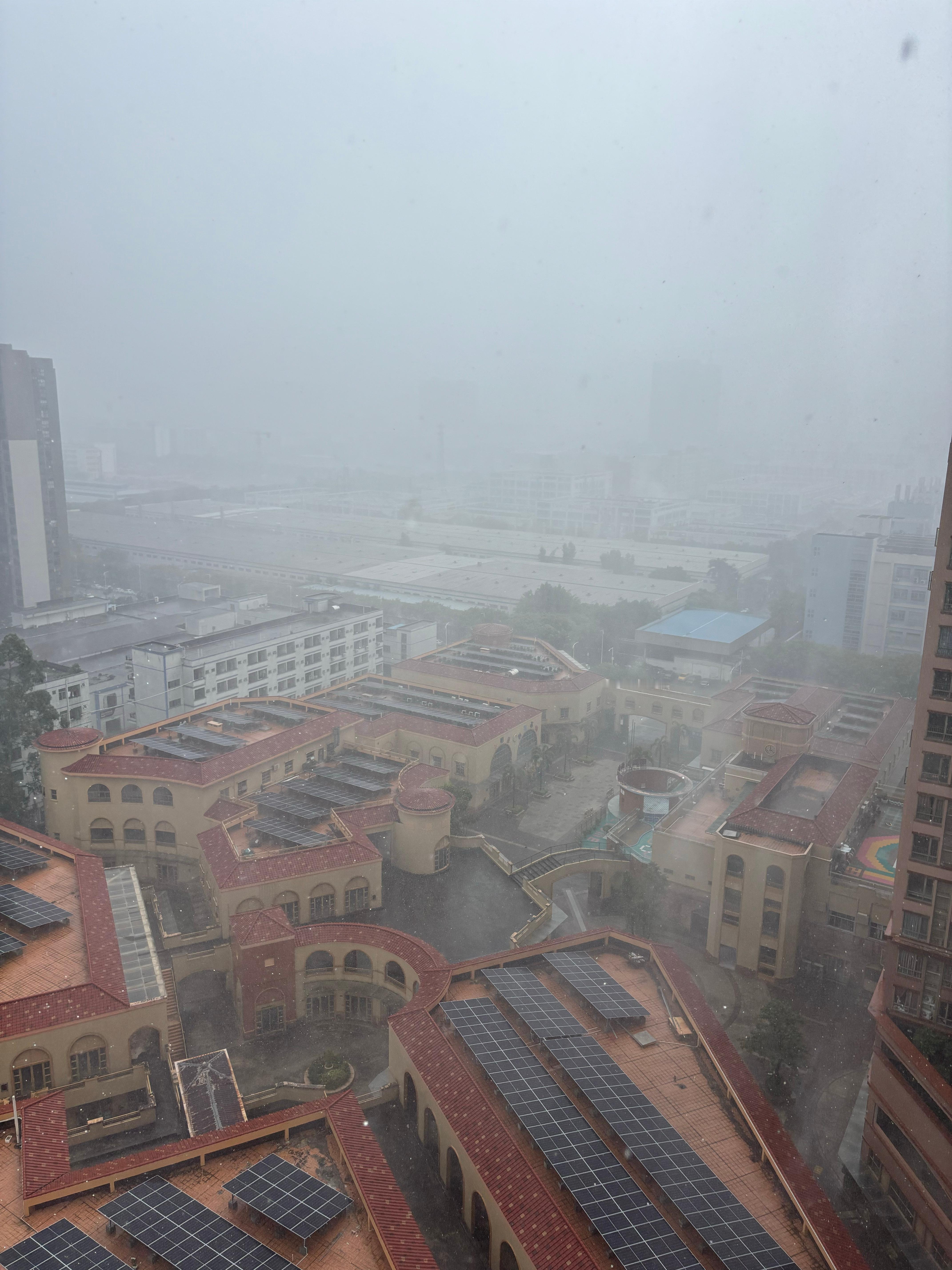 这雨下的跟台风来了一样主要是雷声一直轰隆隆，随机吓死一个广东人不是我的镜头模糊，