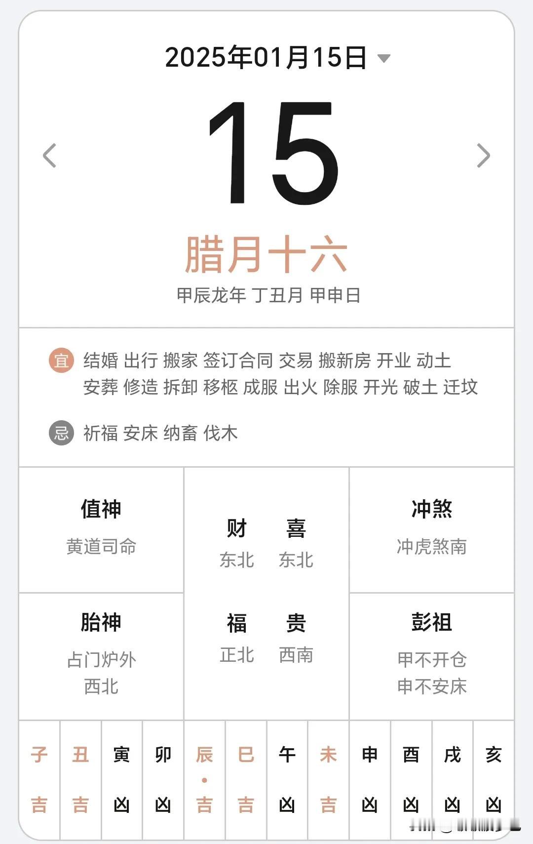 2025年1月15日老黄历～
