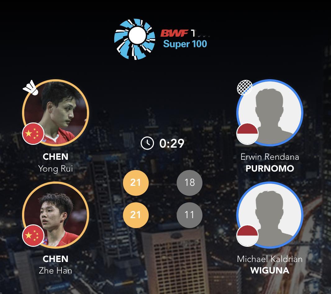 资格赛：陈永锐/陈喆涵🇨🇳 21-18、21-11 🇮🇩普尔诺莫/卡尔德