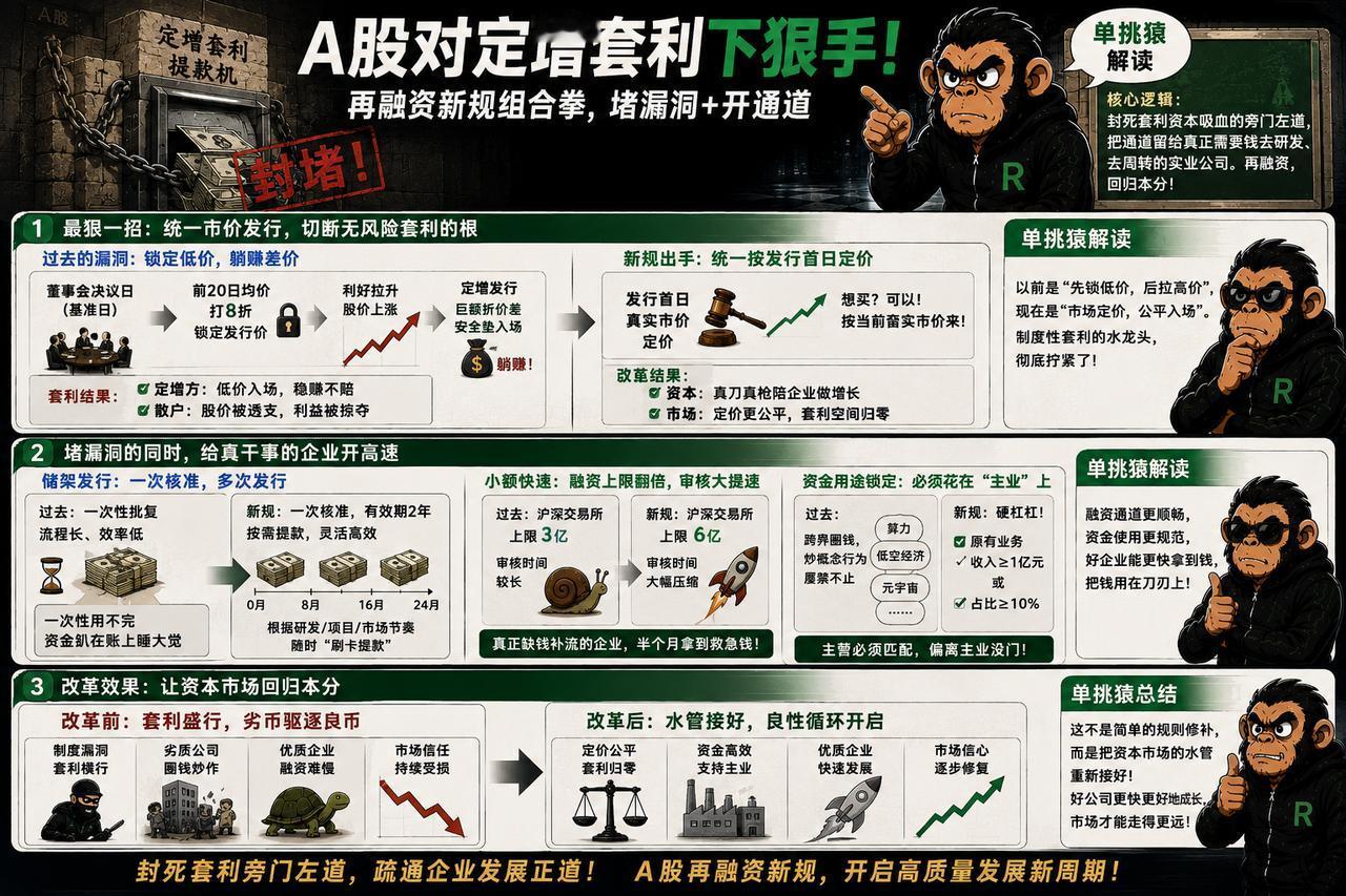 A股终于对定增套利这个存续已久的“提款机”下狠手了。
证监会这次出的再融资新规，