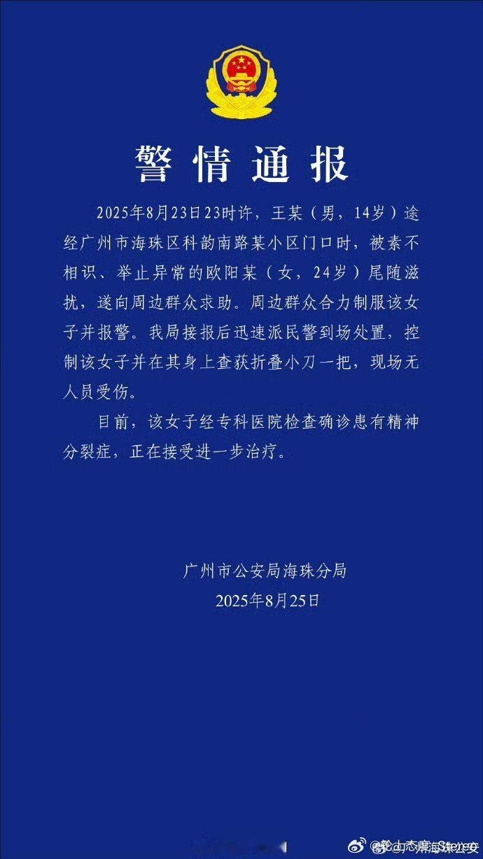 警方回应女子持刀被壮汉制服精神病并不能成为逃避罪责的理由 ​​​