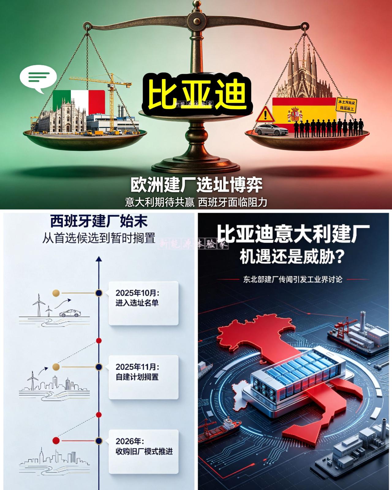 比亚迪同时在意大利、西班牙洽谈建厂！🤔
西班牙自建项目暂时搁置，意大利反超优先