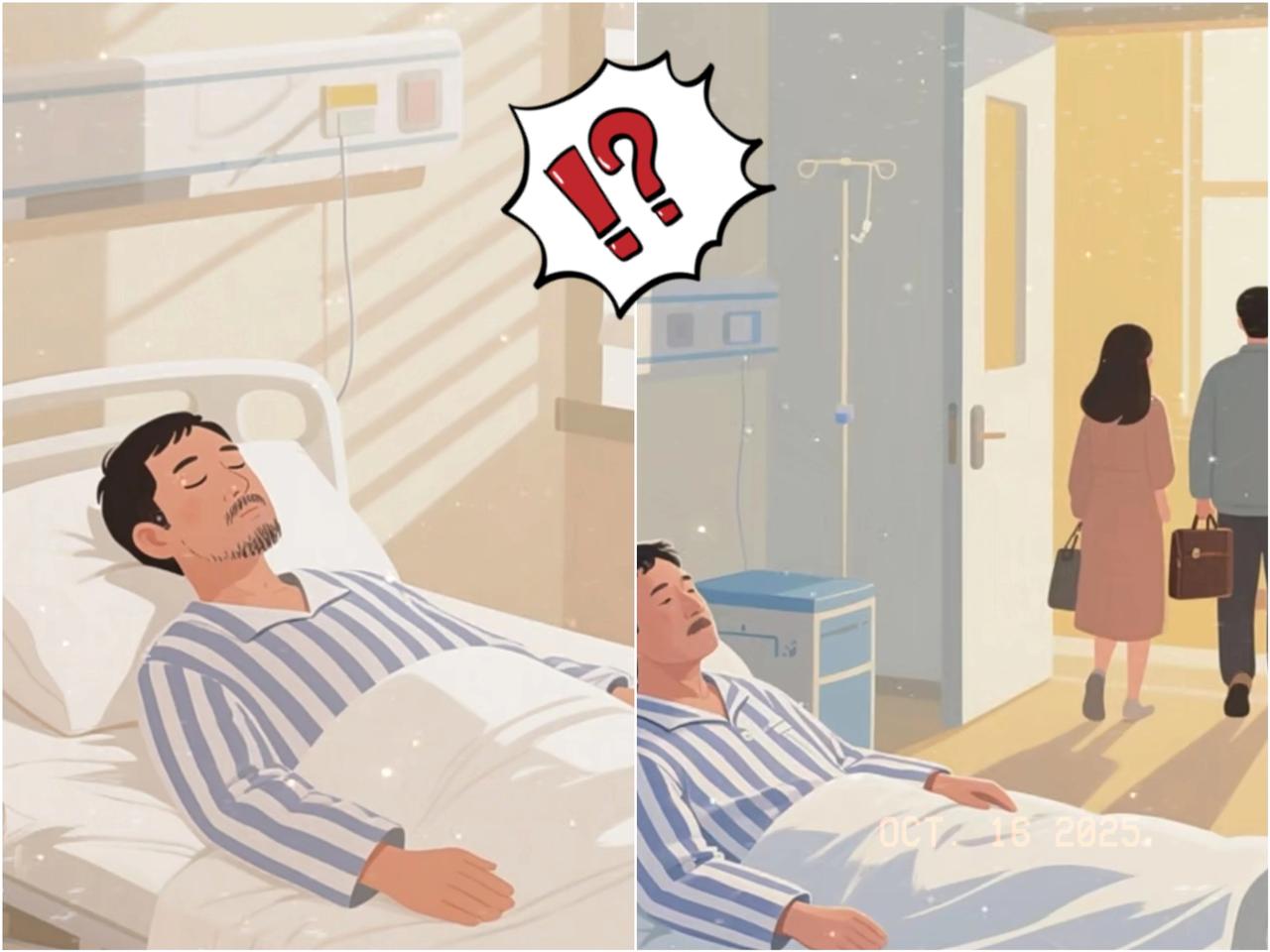 刚刚看了一条新闻
丈夫住院妻子也不照顾
妻子:“我生孩子你出去喝酒

丈夫住院，