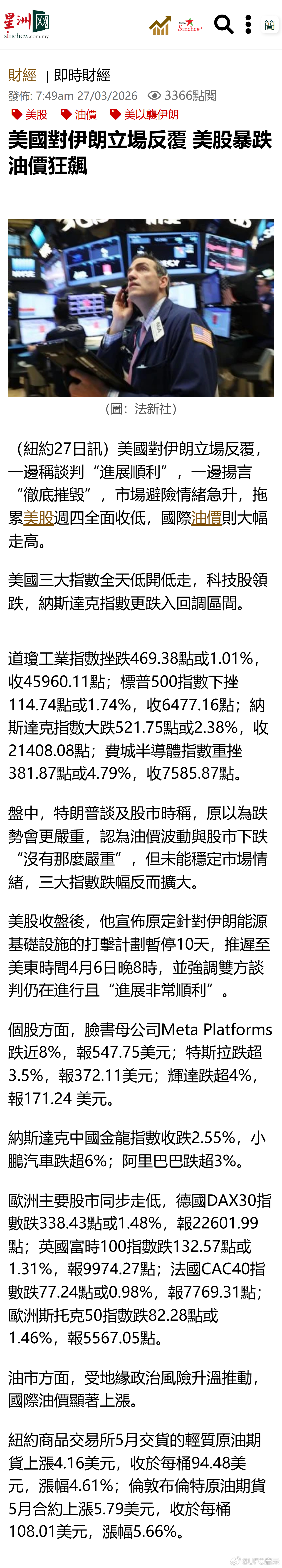 美国对伊朗立场反覆 美股暴跌 油价狂飙 
