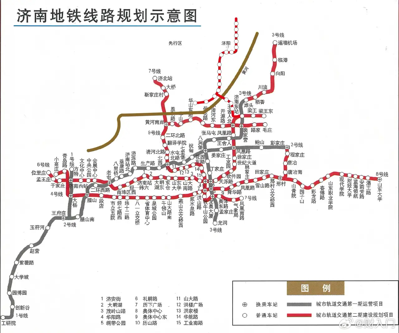 济南地铁线路规划示意图 ​​​