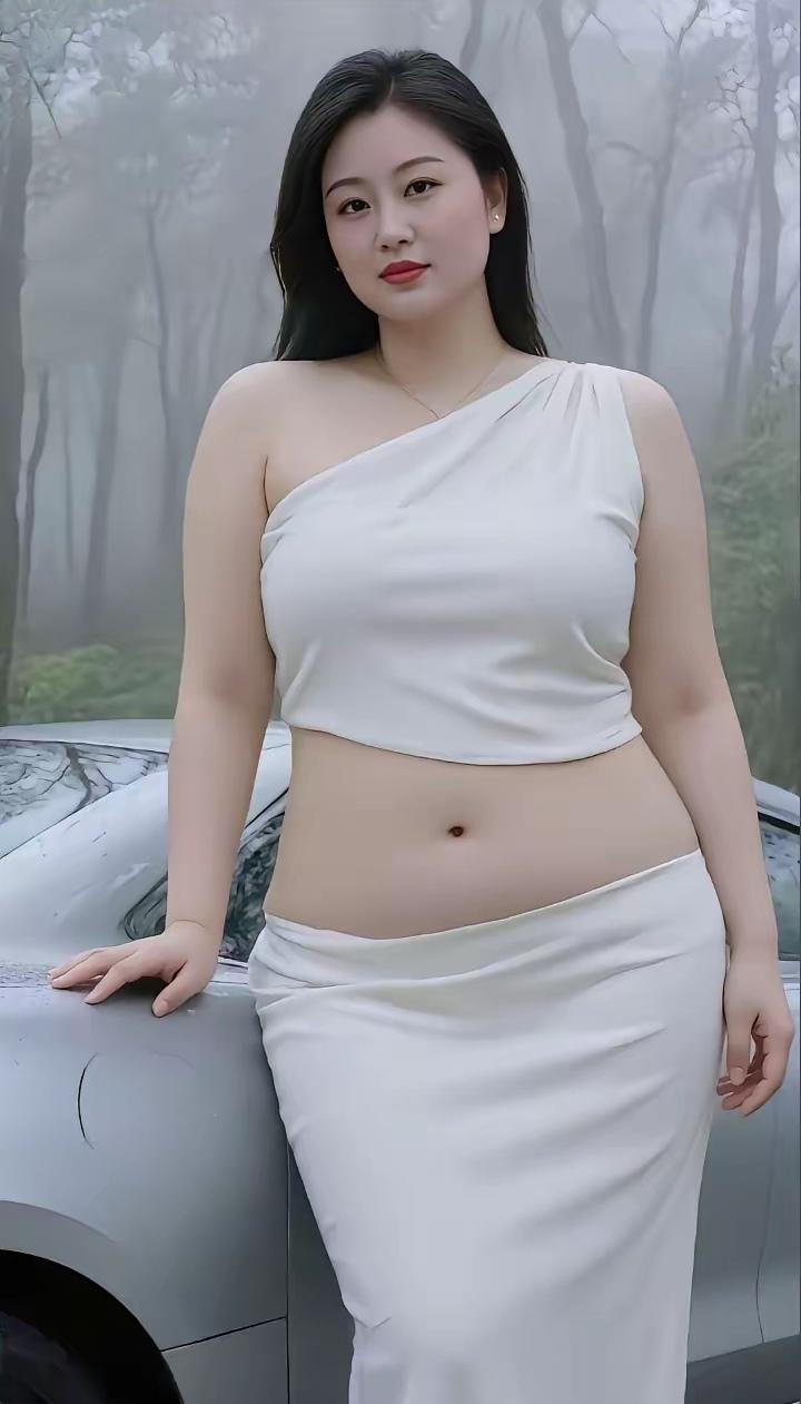 森林中的优雅白裙女子，静谧而美丽。