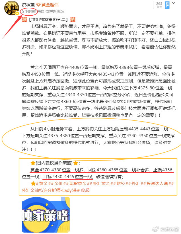 【日内实时黄金多空单多空双杀！！】继上单中线空单止盈，行情幅度回落下跌最低至洪姐