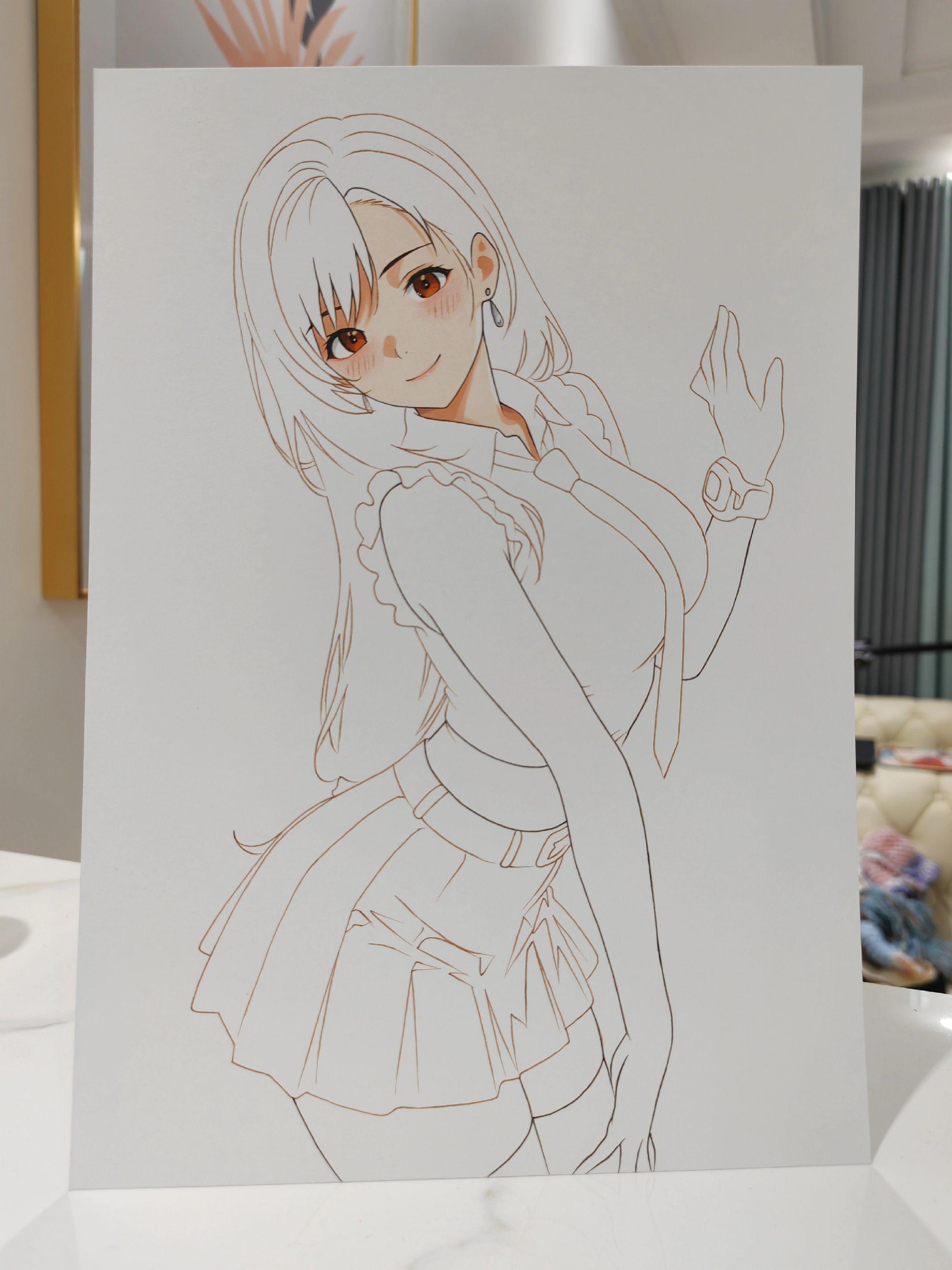 最终幻想蒂法手绘过程图。