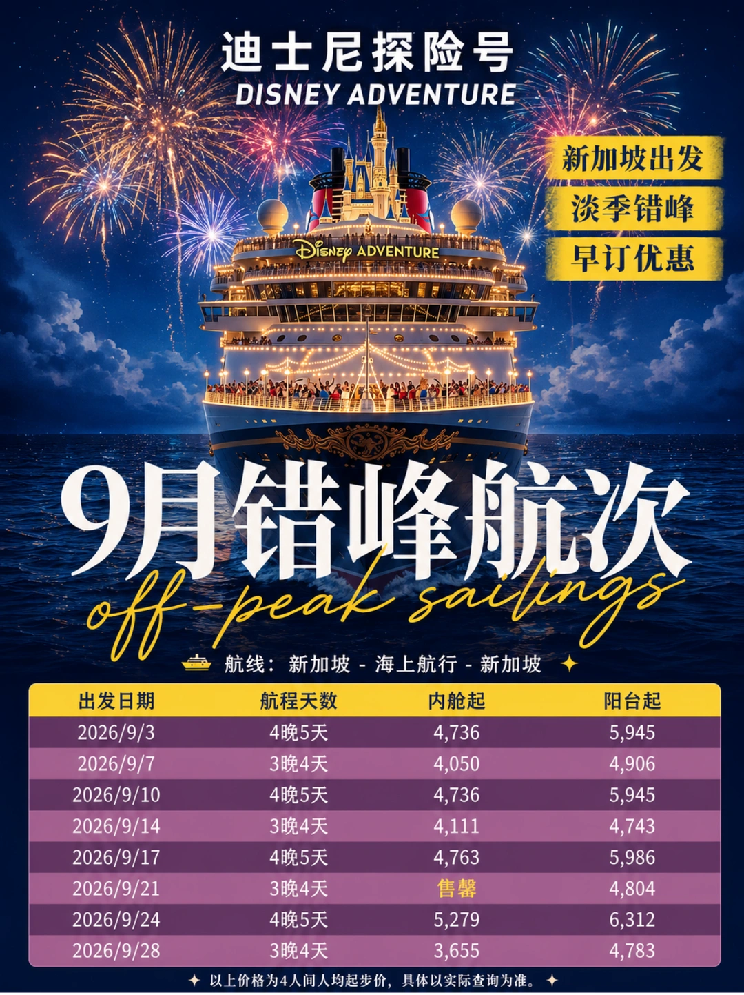 迪士尼探险号9-12月错峰价！3k+就能冲🔥
