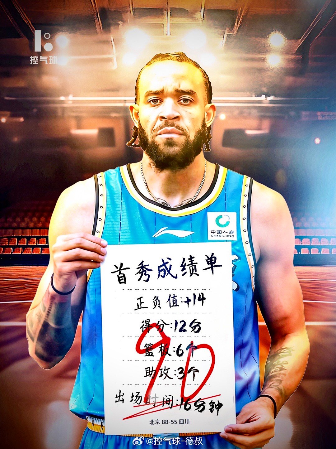 38岁NBA冠军内线麦基，昨晚在北京首钢迎来CBA首秀！出战16分钟，12投5中