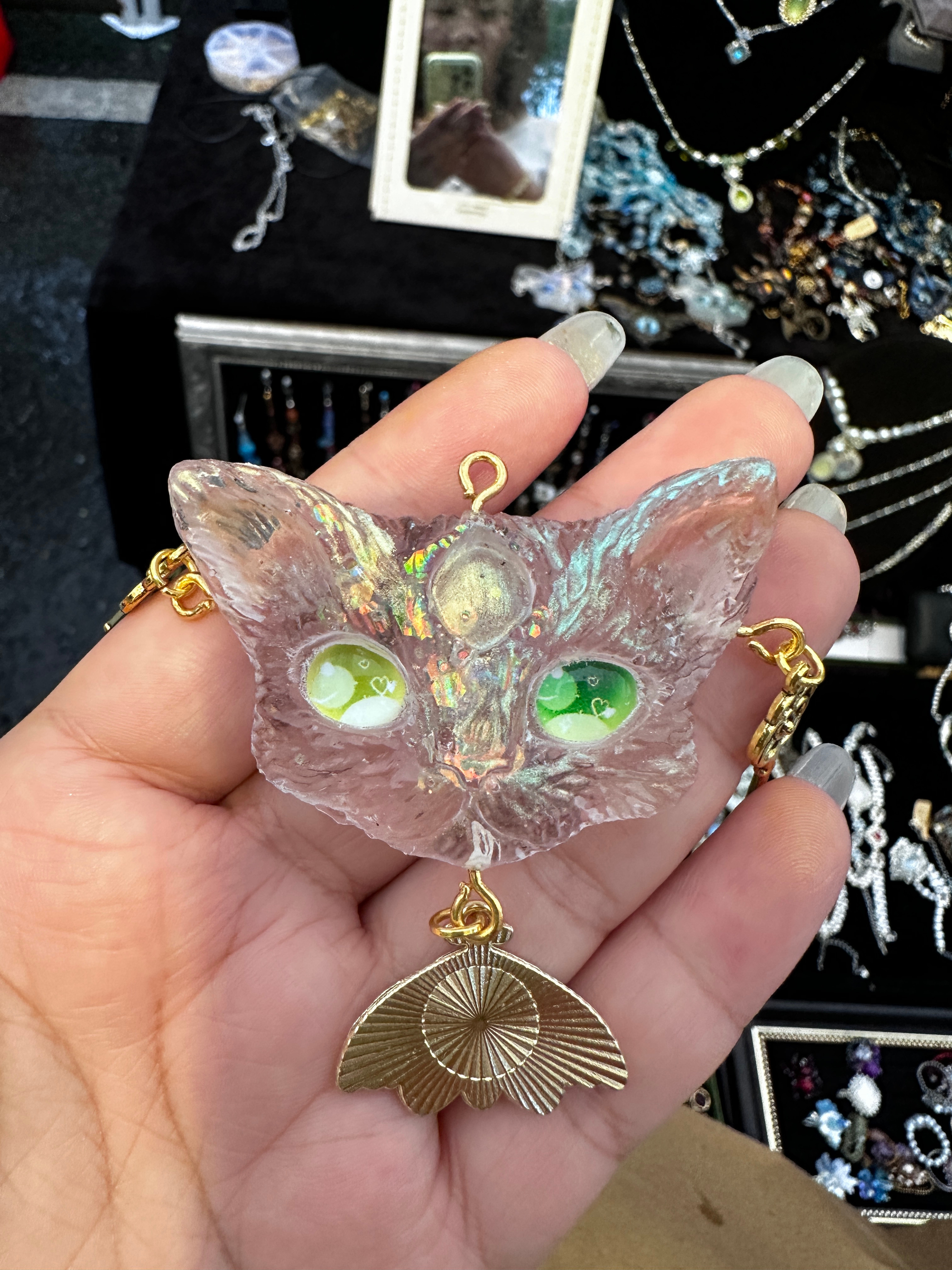 在川美集市碰到了星落林青德文🐱项链感觉此物受众为爱猫女